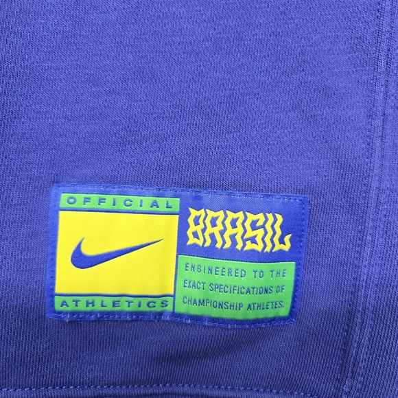 Nike Brasil Sweatshirt Mens Large Purple Crewneck Pullover Soccer Swoosh Patch - Picture 8 of 16